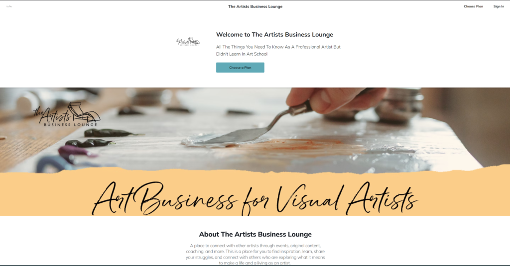 The Artists Business Lounge Membership site 'the lounge'on Mighty Networks