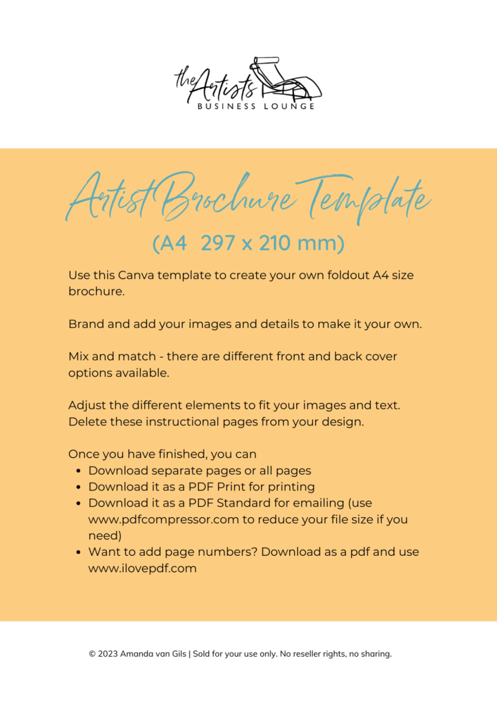 Example Page of Canva Artist Brochure template