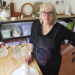 Artist Debbie Hill in the studio