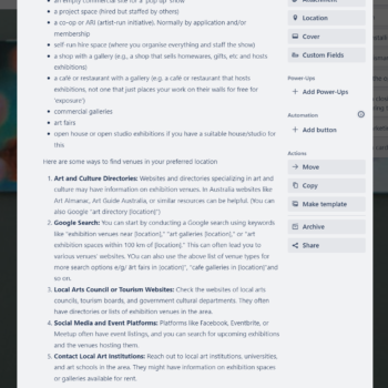 Exhibition Planning and Preparation - Trello Board - Image 3