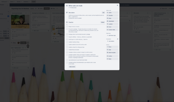 Organising Your Art Business - Trello Board - Image 5